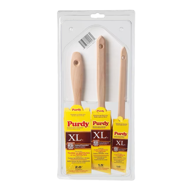 Purdy 3-Pack XL Multiple Sizes Reusable Nylon- Polyester Blend Angle Paint Brush (General Purpose Brush)