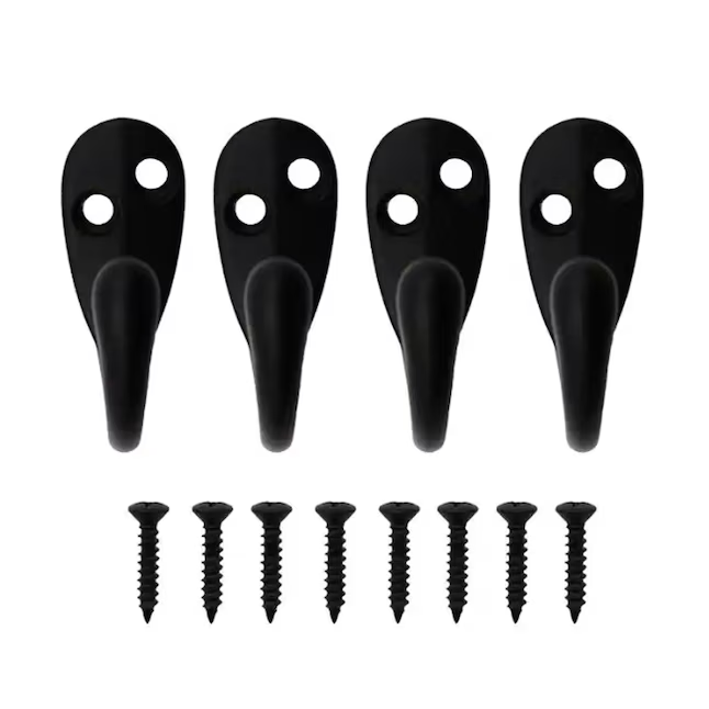 RELIABILT 1.57-in Black Zinc Die-cast Universal Hook (4-Pack)