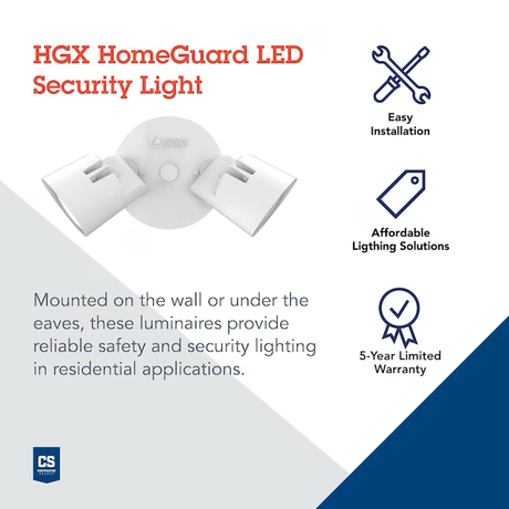 Lithonia Lighting 150-Watt-EQ-LED-Flutlicht in Weiß mit 2 Köpfen, schaltergesteuert und einstellbarem 2750-Lumen-Lumen