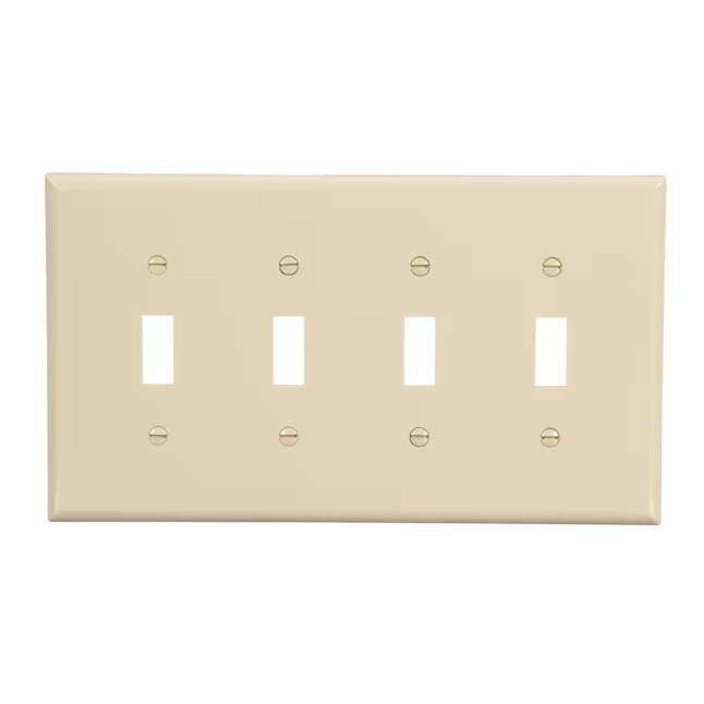 Eaton 4-Gang Midsize Ivory Polycarbonate Indoor Toggle Wall Plate