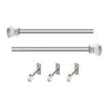 Allen + Roth Bexley 36-in to 72-in Brushed Nickel Steel Single Curtain Rod with Finials