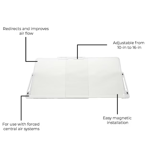 RELIABILT 10.44-in x 5.69-in Adjustable Magnetic Mount Plastic Sidewall/Ceiling Air Deflector