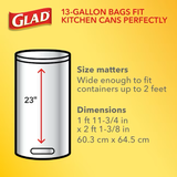 Glad ForceFlex Bolsa de basura con cordón para cocina de plástico blanco fresco y limpio Febreze de 13 galones (140 unidades)
