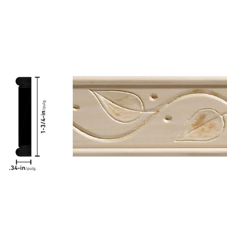 Ornamental Mouldings 1-1/2-in x 8-ft White Hardwood Unfinished Wood 425 Chair Rail Moulding