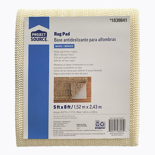 Project Source 5 X 8 (ft.) Rectangular PVC Non-Slip Rug Pad