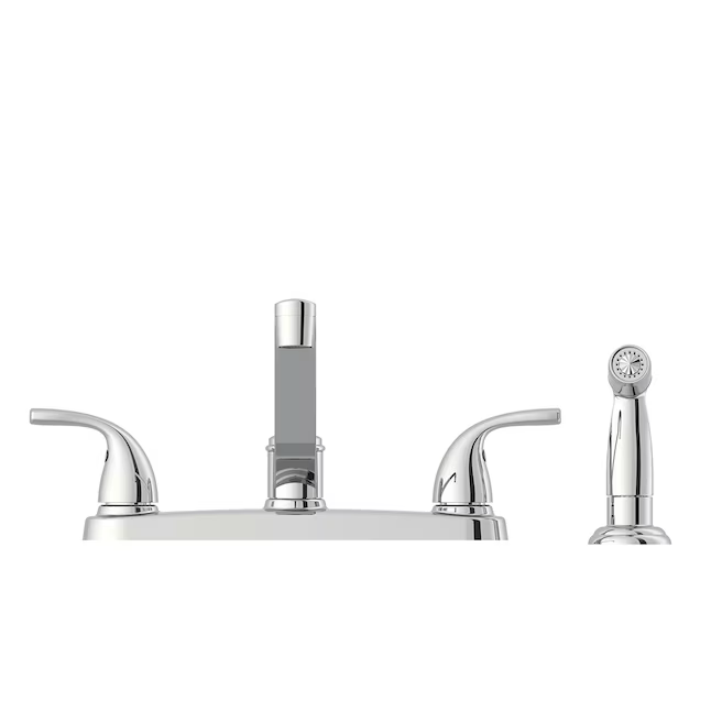 Project Source Dover Chrome 2-handle Low-arc Kitchen Faucet W/ Sprayer  (Deck Plate Included)