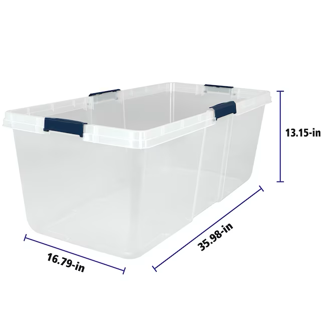 Project Source X-large 25-Gallons (100-Quart) Clear, White Tote with Latching Lid