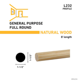 RELIABILT 1-1/2-in x 8-ft Unfinished Pine Full Round Moulding