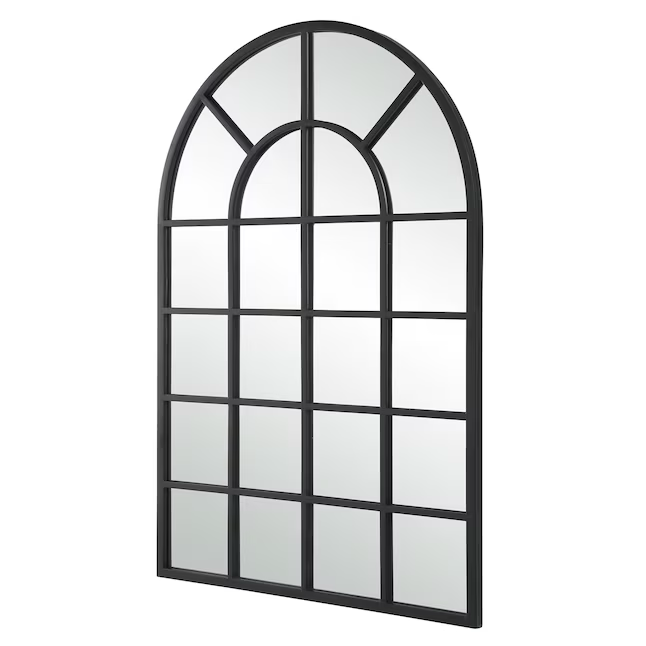 Allen + Roth Espejo de pared con marco en arco negro de 30,13 pulgadas de ancho x 44 pulgadas de alto