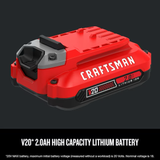 CRAFTSMAN V20 Paquete de 2 baterías de litio de 20 V y 2 amperios por hora