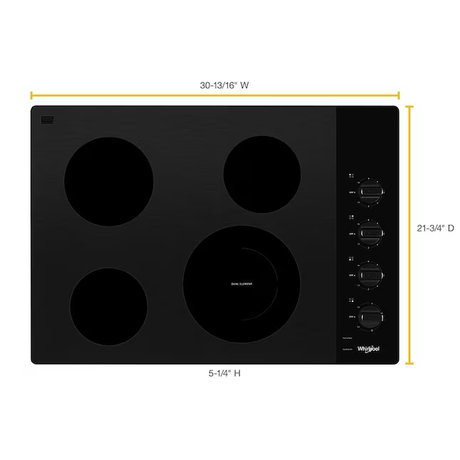 Whirlpool 30-in 4 Burners Smooth Surface (Radiant) Black Electric Cooktop