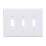 Eaton 3-Gang Midsize White Polycarbonate Indoor Toggle Wall Plate