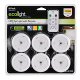 Ecolight 6er-Pack 3-Zoll-Akku-Puck-Licht, dimmbar mit Fernbedienung