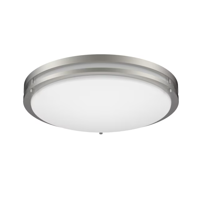 Project Source 1-Light 17-in Brushed Nickel LED Flush Mount Light ...
