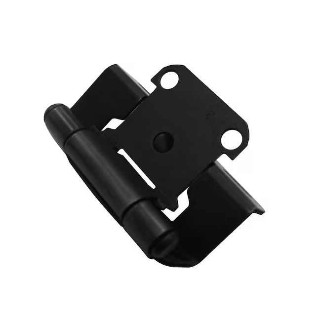 RELIABILT 200-Degree 1/2-in Overlay 1/2-in Inset Semi-wrap Surface Self-closing Black Cabinet Hinge, 1 Pair (2-Pieces)