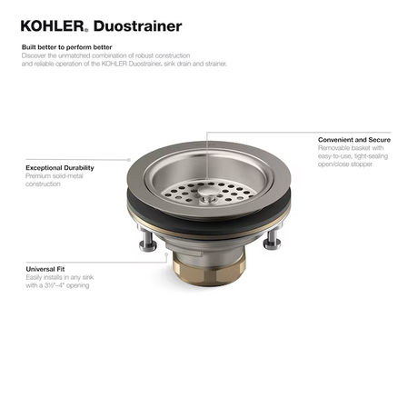 KOHLER Duostrainer 3.5-in Vibrant Stainless Brass Strainer