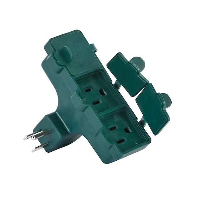 Project Source Adapter 15-Amp 3-wire Grounding Single To Triple Green Basic Standard Adapter