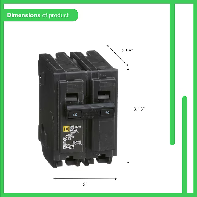 Square D Homeline 40-Ampere-2-poliger Standard-Auslöseschutzschalter