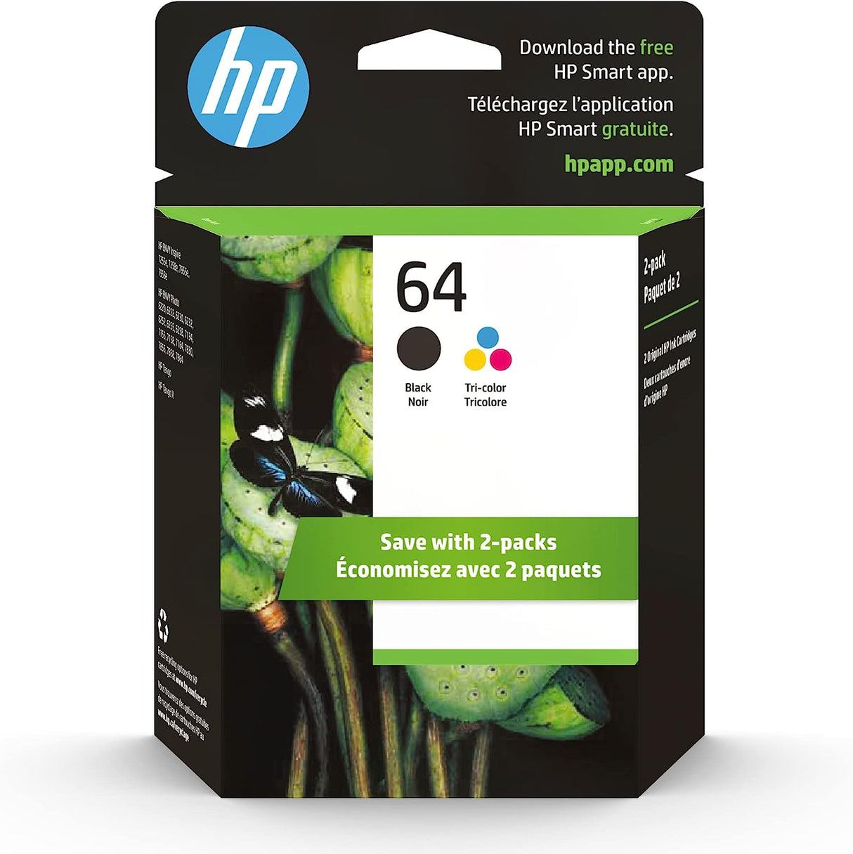 HP 64 Black/Tri-color Ink Cartridges (2-pack)