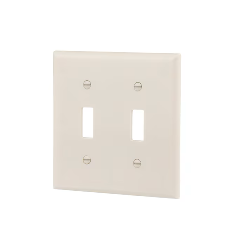 Eaton 2-Gang Standard Size Light Almond Plastic Indoor Toggle Wall Plate