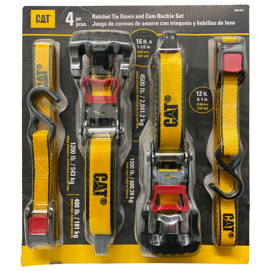 CAT Ratchet Tie Down and Cam Buckle Set (4-Pack)