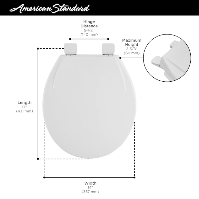 American Standard MightyTuff Plastic Bone Round Soft Close Toilet Seat