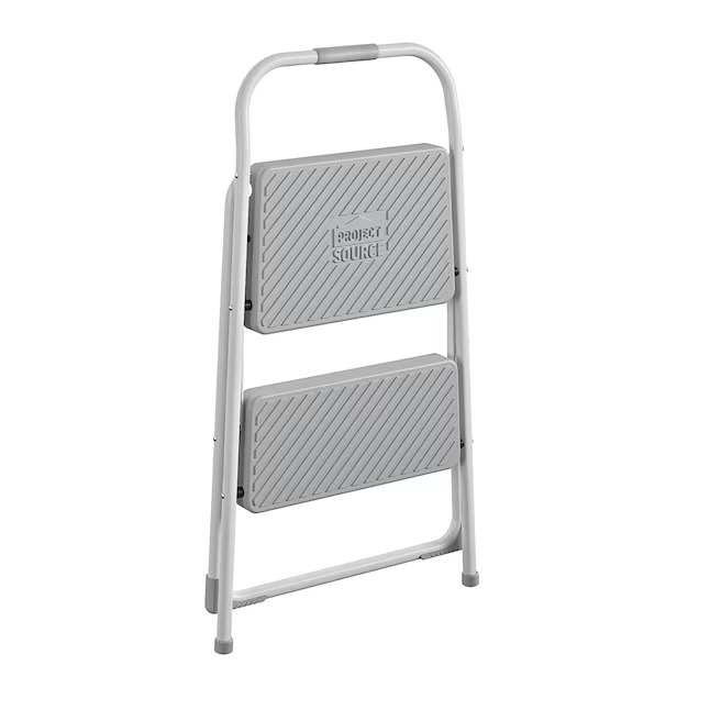 Project Source 2-Step 225-lb Capacity Gray Steel Foldable Step Stool