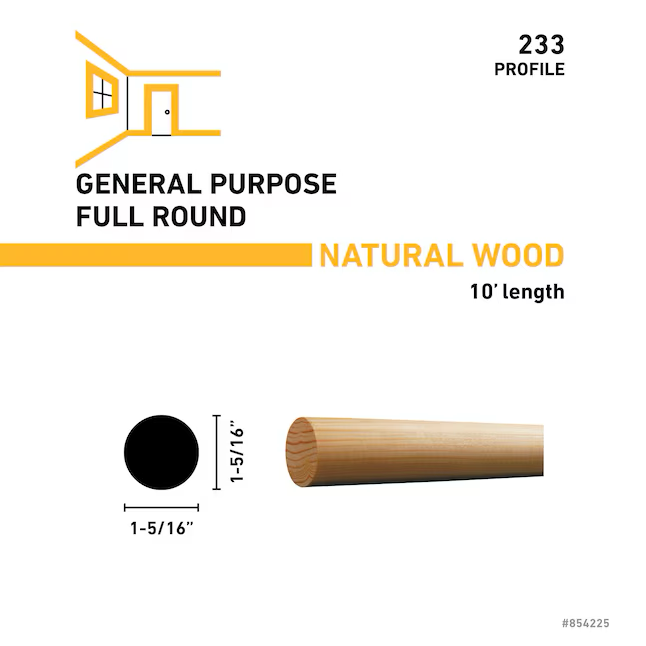 RELIABILT 1-5/16-in x 10-ft Unfinished Pine Full Round Moulding