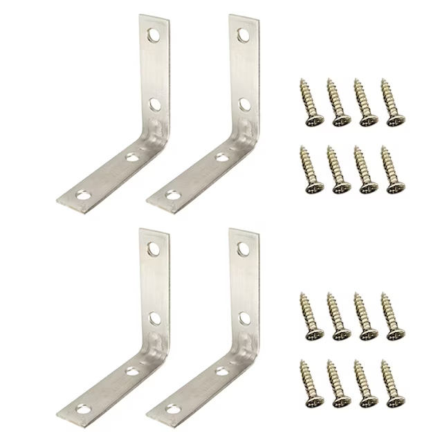 RELIABILT Corner Brace 3-in x 0.75-in x 3-in 12-Gauge Stainless Steel Stainless Steel Corner Brace (4-Pack)
