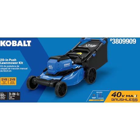Cortacésped de empuje inalámbrico Kobalt Gen4 de 40 voltios, 20 pulgadas, 6 Ah (batería y cargador incluidos)