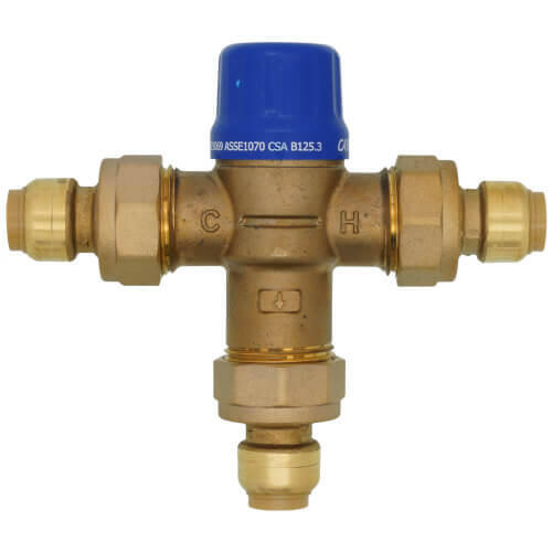 Válvula mezcladora termostática SharkBite Heatguard de 1/2" con conectores integrales (sin plomo)