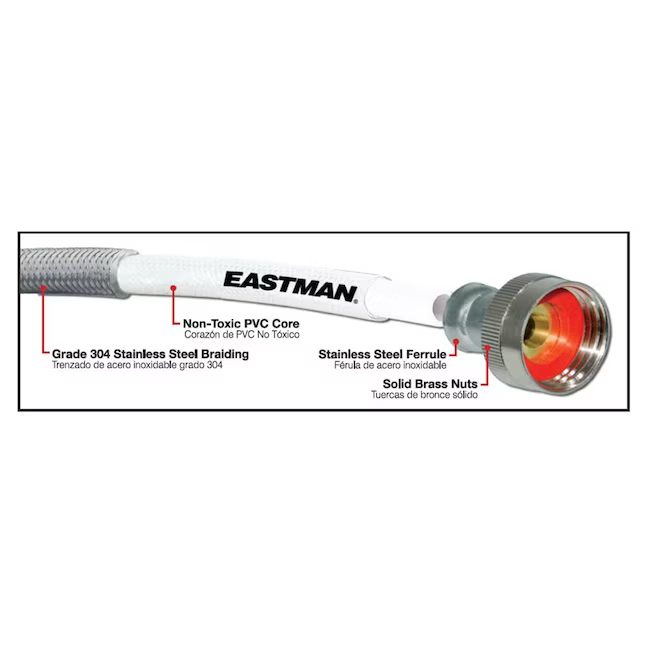 Eastman 2-Pack 4-ft 3/4-in Fht Inlet x 3/4-in Fht Outlet Stainless Steel Washing Machine Connector