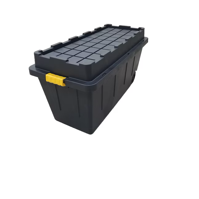 Project Source Commander X-large 64-Gallons (256-Quart) Black Heavy Duty Rolling Tote with Latching Lid
