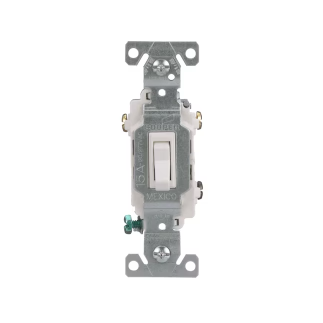 Eaton Interruptor de luz de palanca de 3 vías, 15 amperios, color blanco