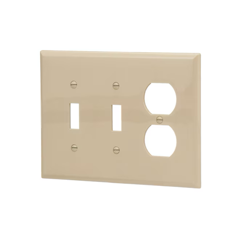 Eaton 3-Gang Midsize Ivory Polycarbonate Indoor Toggle/Duplex Wall Plate