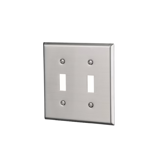 Eaton 2-Gang Standard Size Stainless Steel Stainless Steel Indoor Toggle Wall Plate