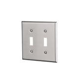 Eaton 2-Gang Standard Size Stainless Steel Stainless Steel Indoor Toggle Wall Plate