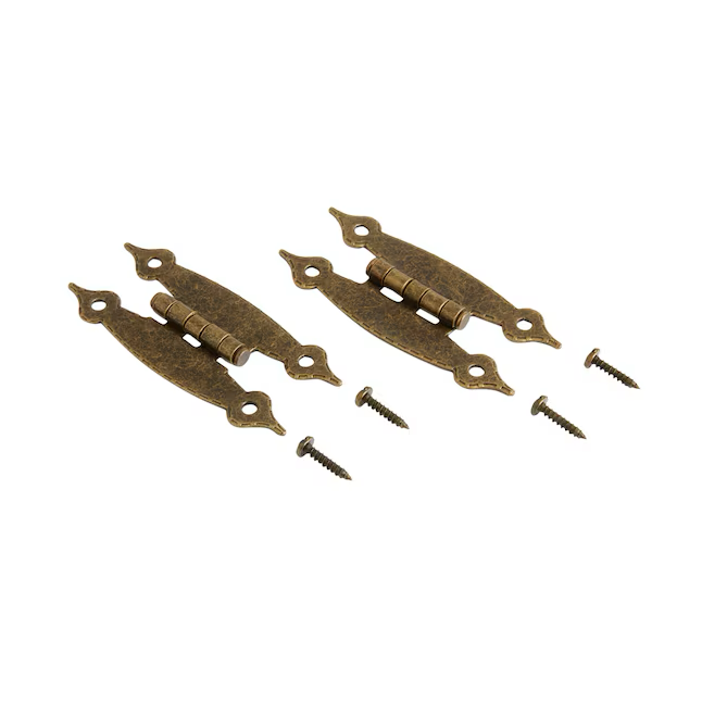 RELIABILT 180-Degree Flush Surface Aged Brass Cabinet Hinge, 1 Pair (2-Pieces)
