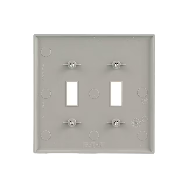 Eaton 2-Gang Midsize Gray Polycarbonate Indoor Toggle Wall Plate