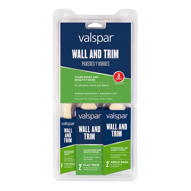 Valspar 3-Pack Multiple Sizes Reusable Polyester Flat and Angle Paint Brush (Brush Set)