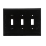Eaton 3-Gang Midsize Black Polycarbonate Indoor Toggle Wall Plate