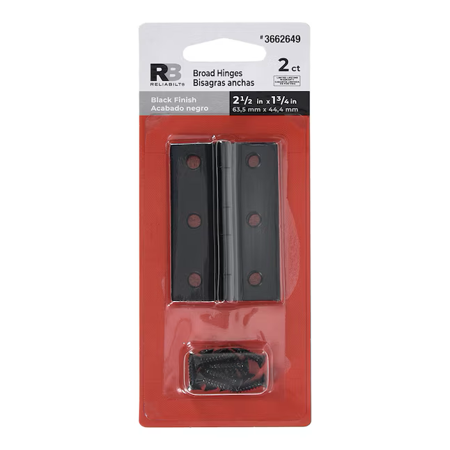 RELIABILT 180-Degree Broad Surface Black Cabinet Hinge, 1 Pair (2-Pieces)