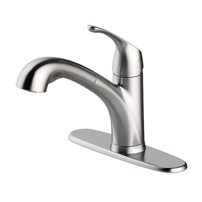Project Source EVERFIELD Stainless Steel Pvd Single Handle Pull-out Kitchen Faucet with Sprayer (Deck Plate Included)