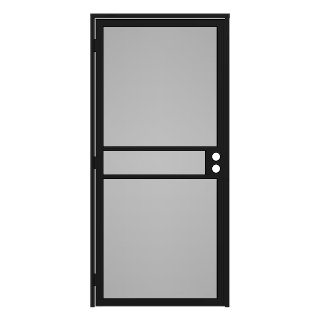 RELIABILT Pasadena 36-in x 81-in Black Steel Surface Mount Security Door with Black Screen