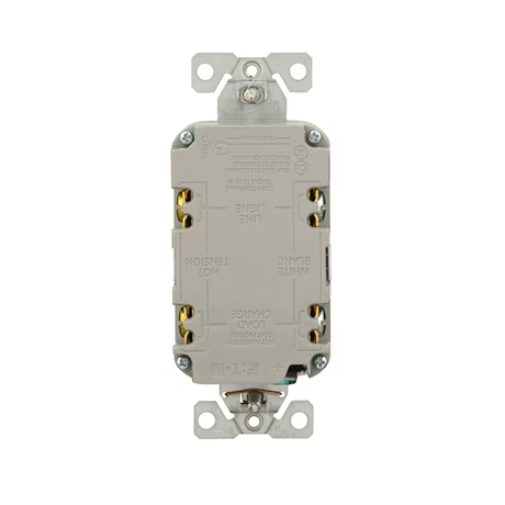 Eaton 15-Amp 125-volt Tamper Resistant GFCI Residential Decorator Outlet, White