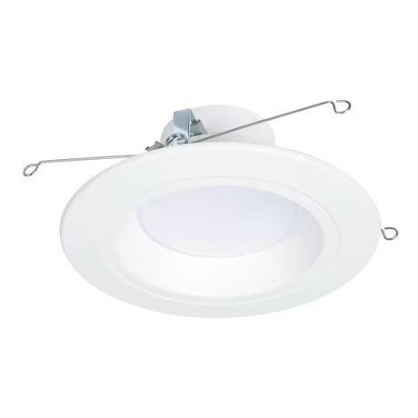 HALO Matte White 5-in or 6-in 700-Lumen Switchable Round Dimmable LED Canless Recessed Downlight