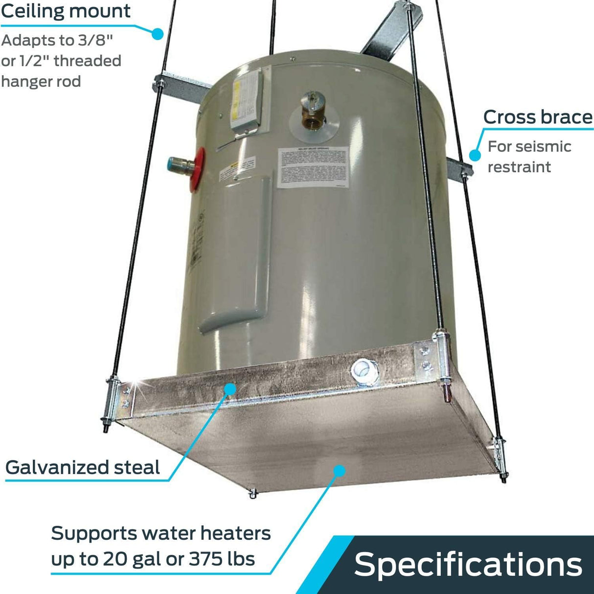 Plataforma para calentador de agua montada en el techo HoldRite Quick Stand™ (21-1/4 pulg. x 21-1/4 pulg. x 2-1/2 pulg.)