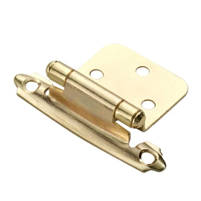RELIABILT 200-Degree Adjustable Overlay Surface Self-closing Brass Plated Cabinet Hinge, 1 Pair (2-Pieces)