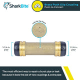 SharkBite 1-1/4 in. x 1-1/4 in. Brass Push Slip Coupling