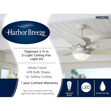 Harbor Breeze Tilghman II Kit de iluminación para ventilador de techo LED blanco de 2 luces y 11 pulgadas